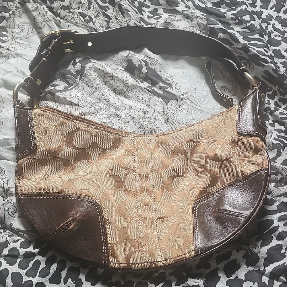 Coach Brown and Tan Shoulder Bag